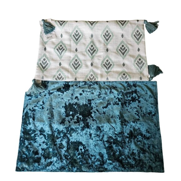 NWT Marlo Lorenz 2 Lot of pillow covers Teal and geometric shapes - Picture 1 of 13